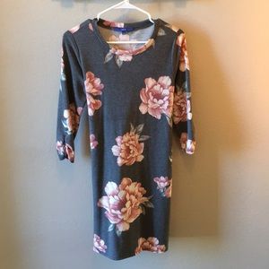 Loose fitting, long sleeve, floral dress